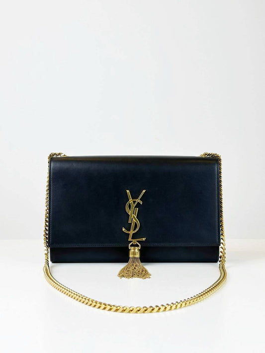 YSL KATE TASSEL BLACK MEDIUM CROSSBODY BAG GHW