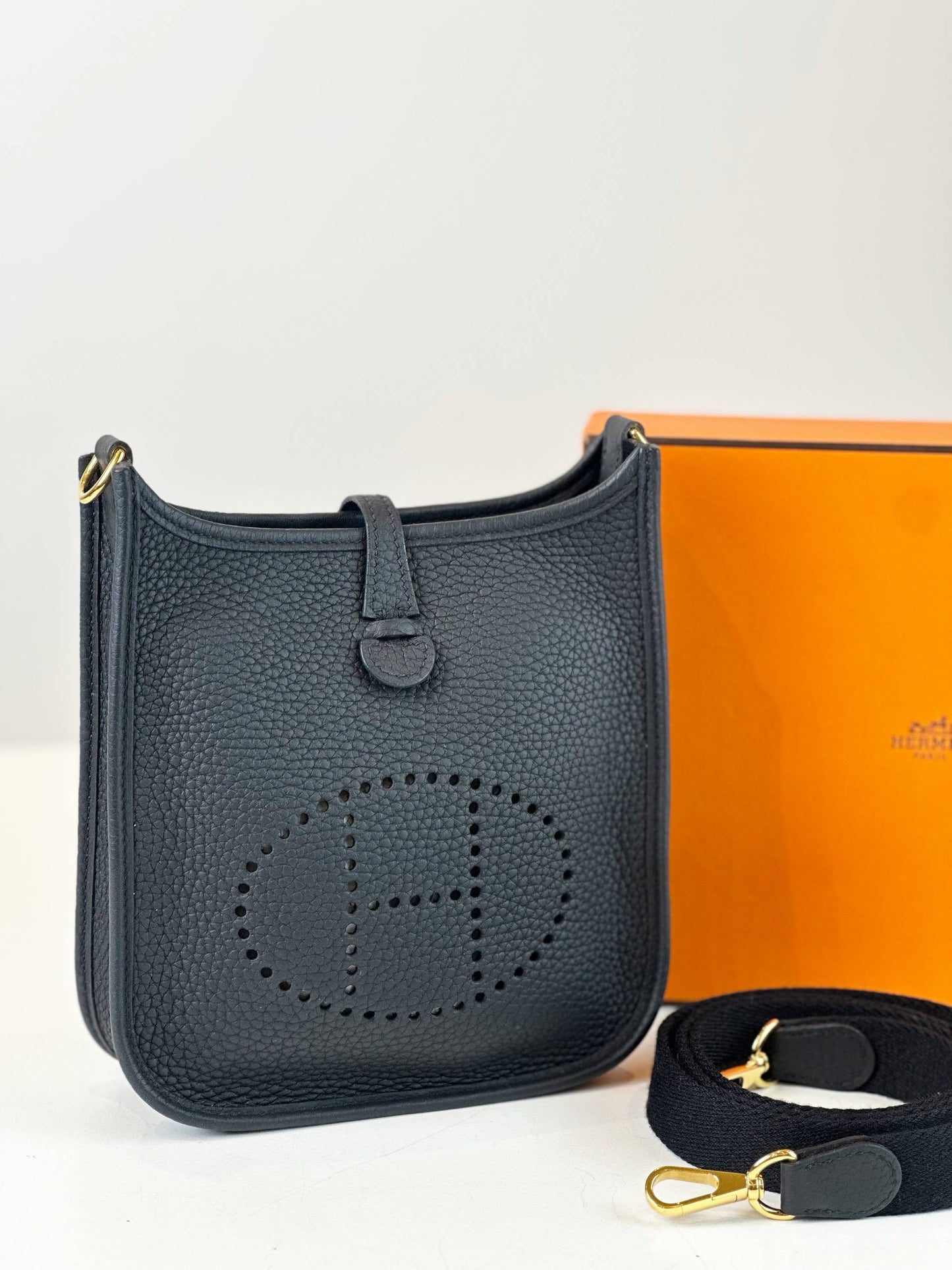 HERMES EVELYNE TPM NAVY BLUE CROSSBODY BAG GHW