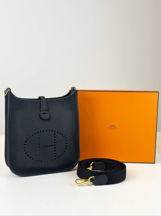 HERMES EVELYNE TPM NAVY BLUE CROSSBODY BAG GHW