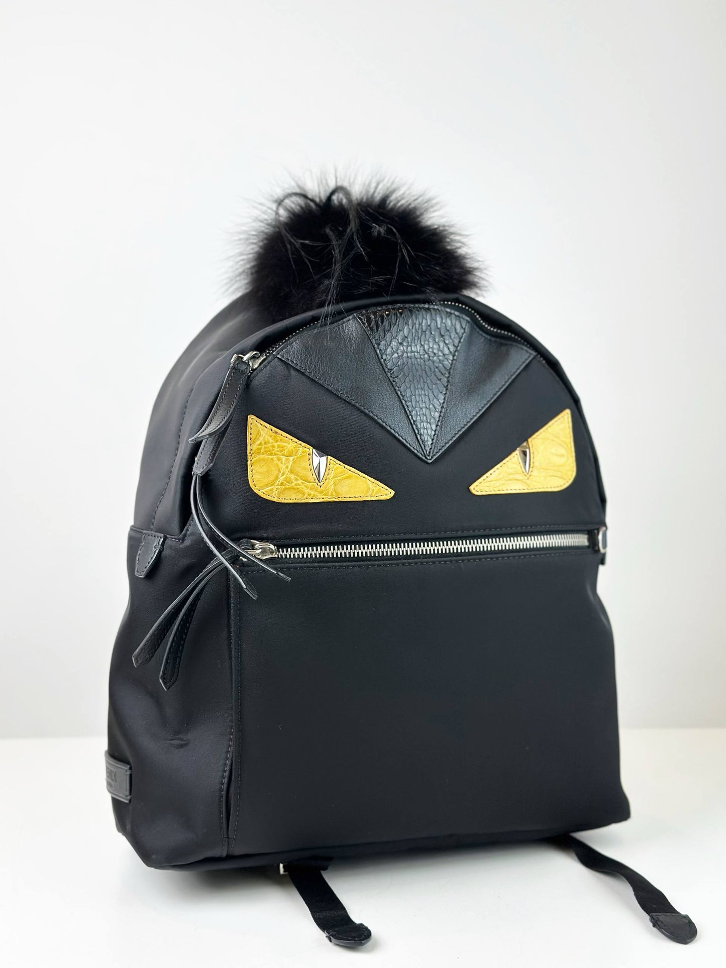 FENDI BLACK NYLON MEDIUM MONSTER EYES BACKPACK