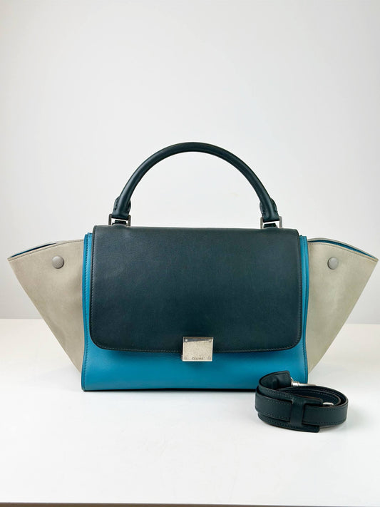 CELINE TRAPEZE TRICOLOR HANDBAG WITH STRAP