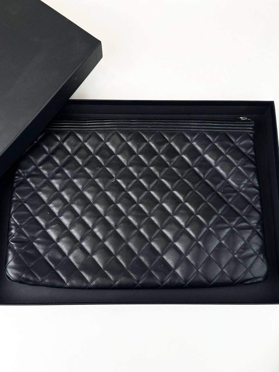 CHANEL BLACK LE BOY O CASE CLUTCH SHW