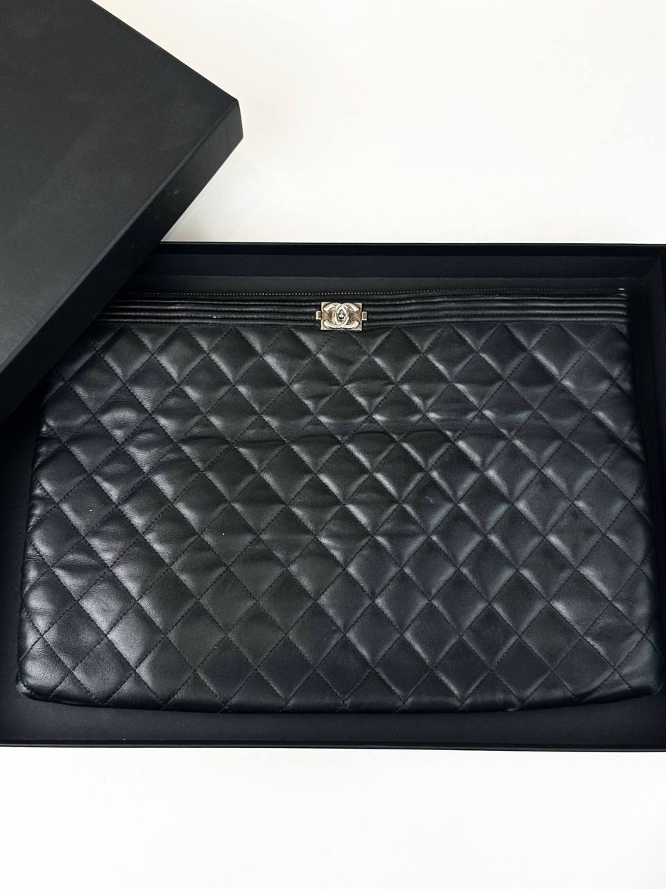 CHANEL BLACK LE BOY O CASE CLUTCH SHW