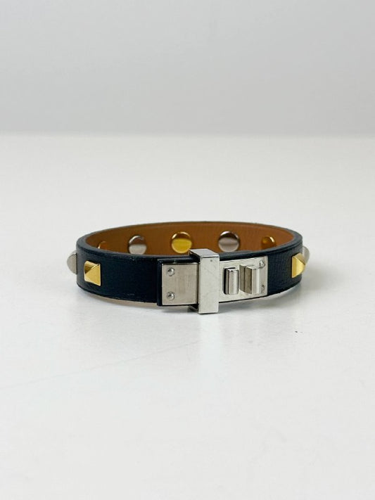 HERMES BLACK SWIFT LEATHER MINI DOG BRACELET