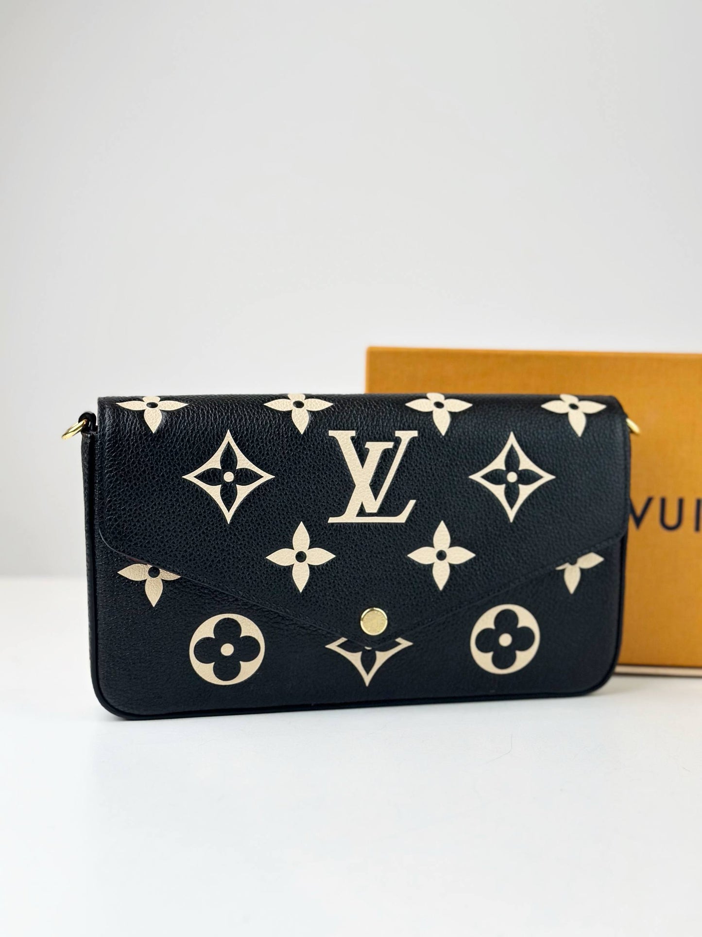 LOUIS VUITTON FELICIE EMPRIENTE MONOGRAM BICOLOR WALLET ON CHAIN