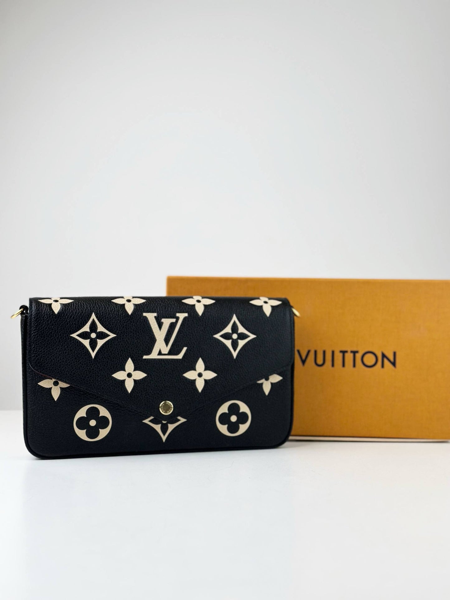 LOUIS VUITTON FELICIE EMPRIENTE MONOGRAM BICOLOR WALLET ON CHAIN