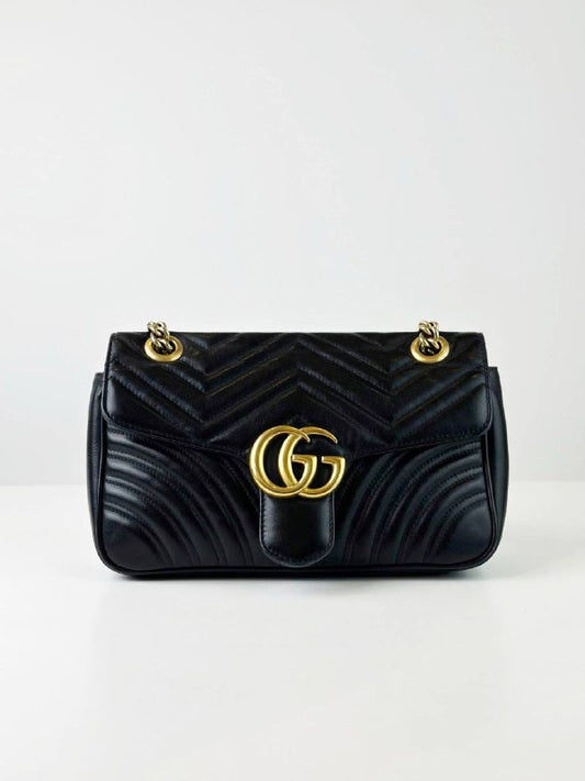 GUCCI GG MARMONT BLACK SMALL SHOULDER BAG GHW
