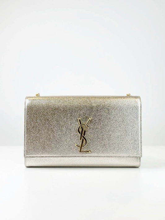 YSL KATE METALLIC GOLD LEATHER MEDIUM SHOULDER BAG GHW