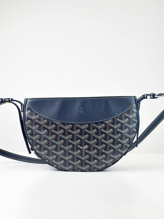 GOYARD BLEU CHEVRON PRINT HIRONDELLE PM CROSSBODY BAG