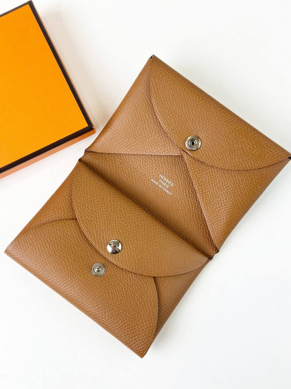 HERMES CALVI DUO GOLD CARD HOLDER