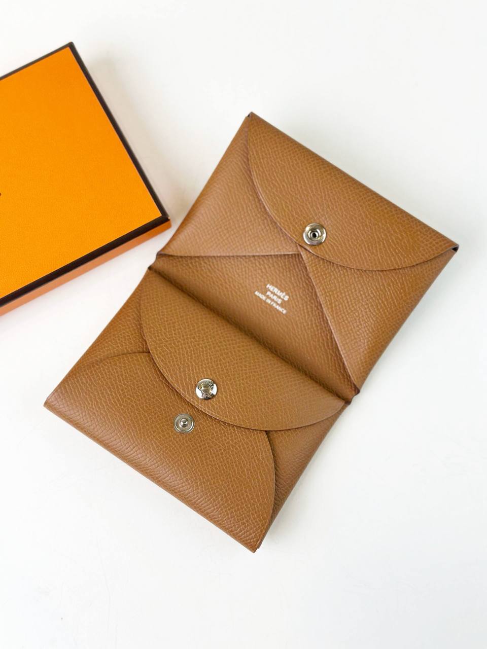 HERMES CALVI DUO GOLD CARD HOLDER