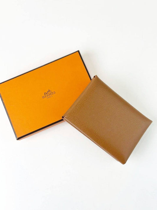 HERMES CALVI DUO GOLD CARD HOLDER