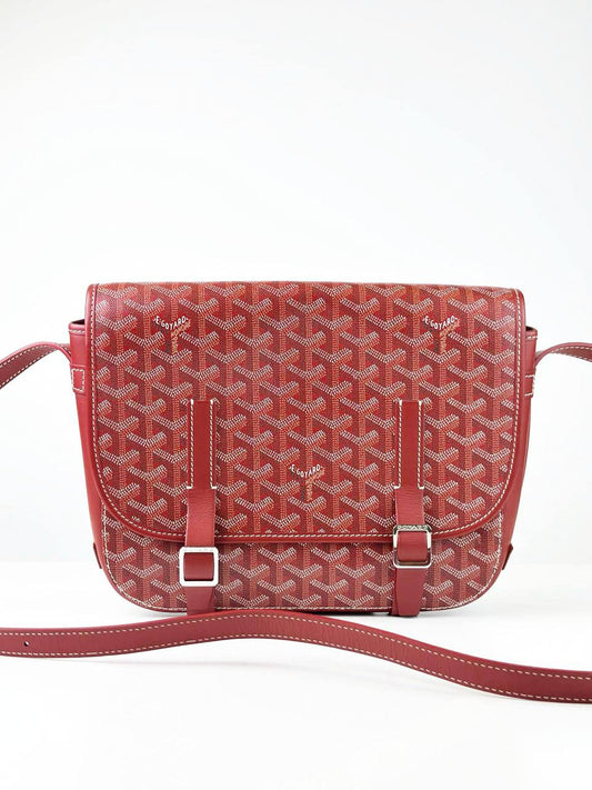 GOYARD RED CHEVRON PRINT BELVEDERE PM CROSSBODY BAG