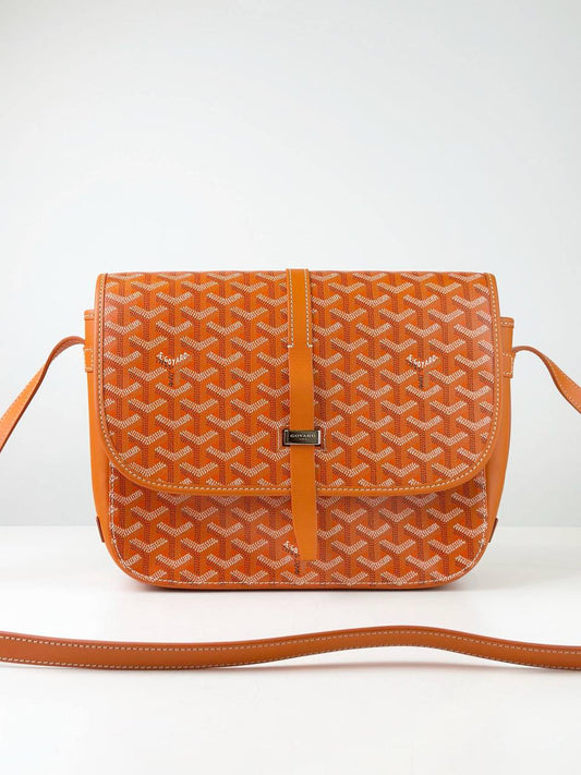 GOYARD ORANGE CHEVRON PRINT BELVEDERE II MM CROSSBODY BAG