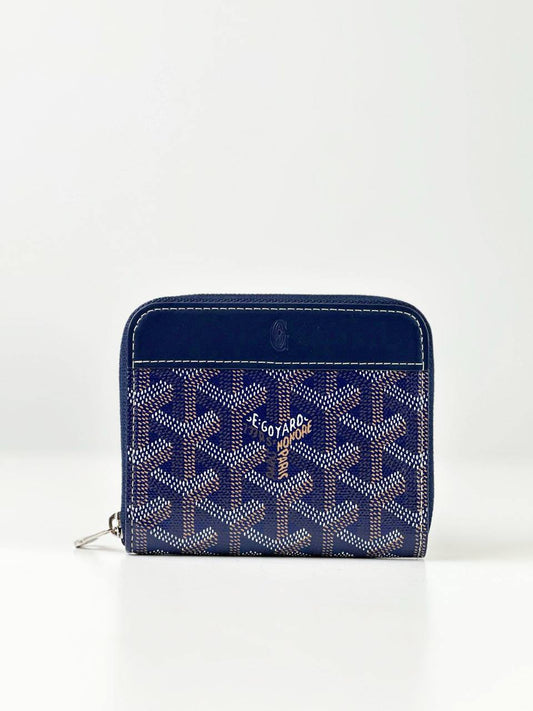 GOYARD MATIGNON CHEVRON PRINT NAVY BLUE PM WALLET