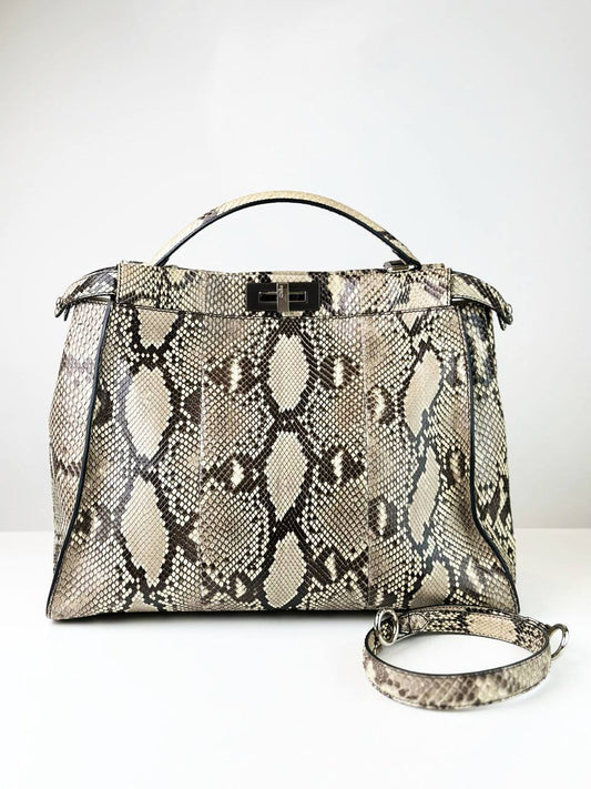 FENDI PEEKABOO PYTHON LARGE HANDBAG