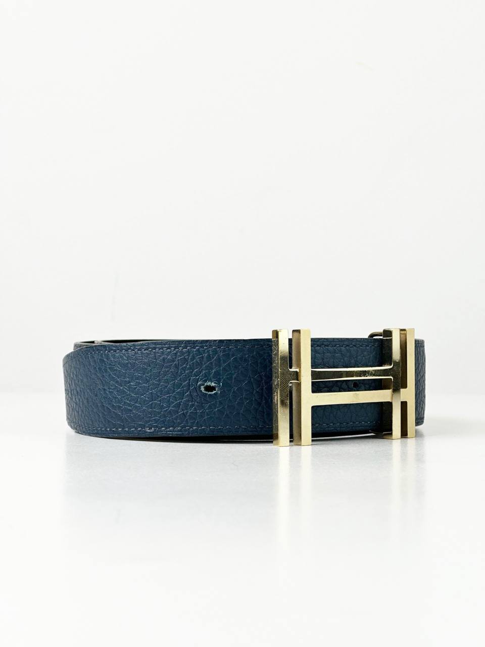 HERMES H BUCKLE NAVY BLUE BELT GHW