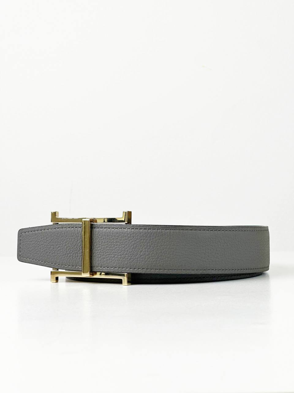 HERMES H BUCKLE GREY BELT GHW