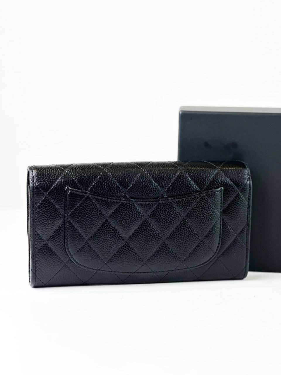 CHANEL CLASSIC FLAP BLACK CAVIAR LONG WALLET SHW