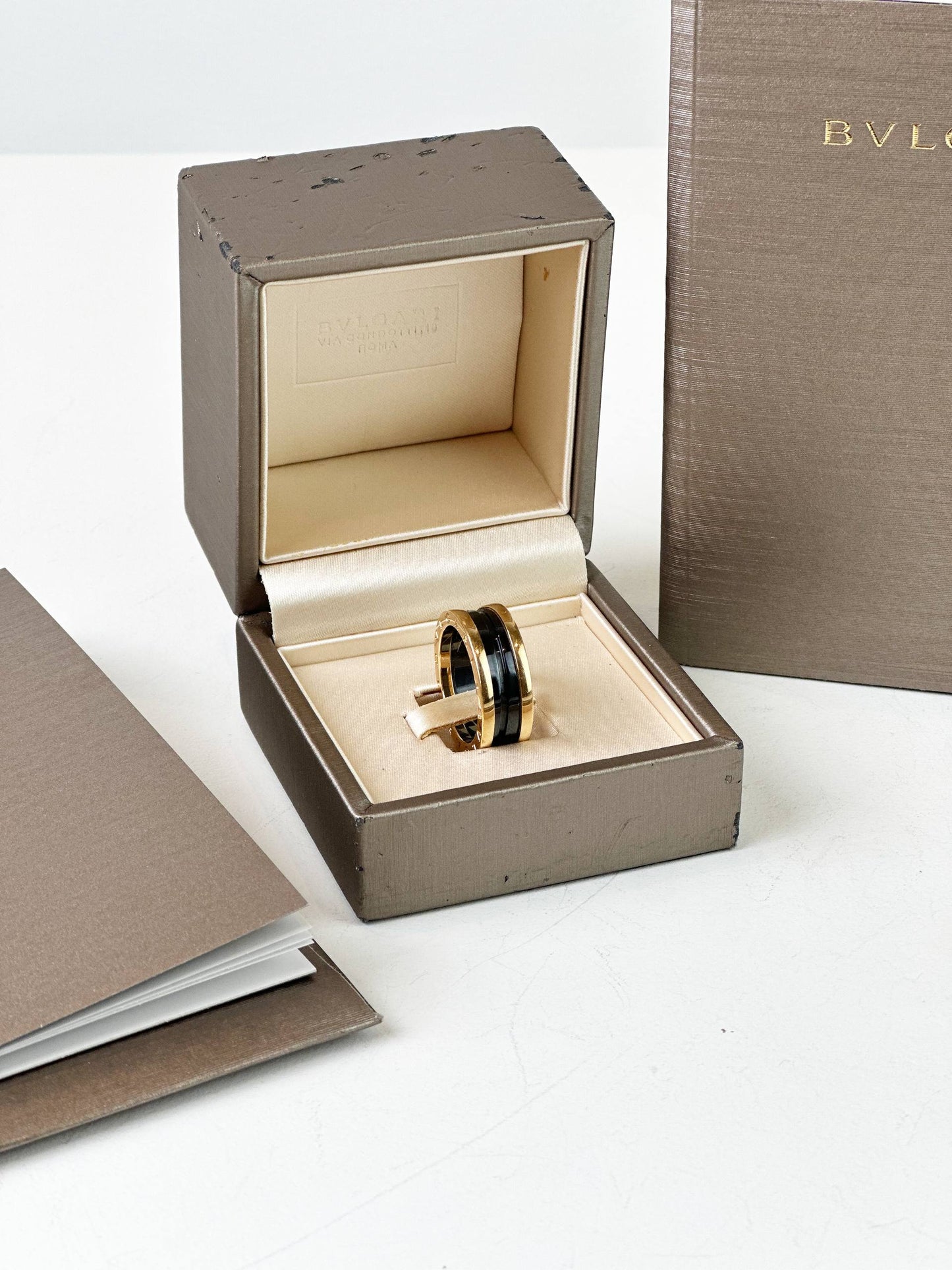 BVLGARI B.ZERO1 TWO BAND 18K GOLD AND BLACK RING