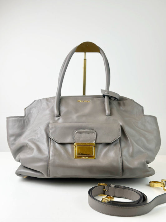 MIU MIU VITELLO GREY HANDBAG WITH STRAP