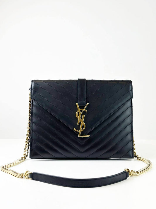 YSL ENVELOPE BLACK CHAIN SHOULDER BAG