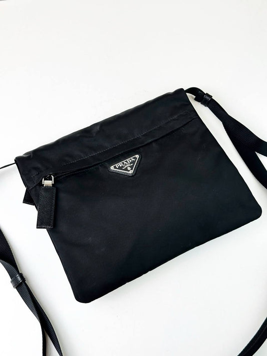 PRADA BLACK NYLON MESSENGER BAG