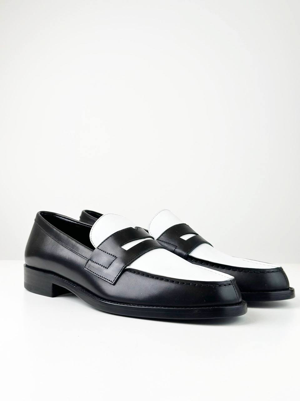 YSL BLACK WHITE PENNY LOAFERS