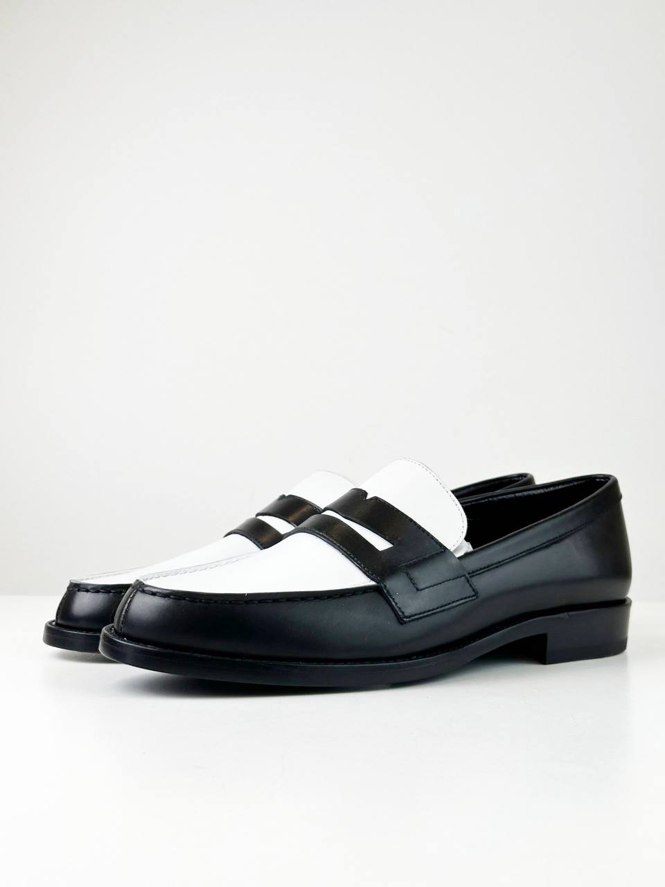 YSL BLACK WHITE PENNY LOAFERS