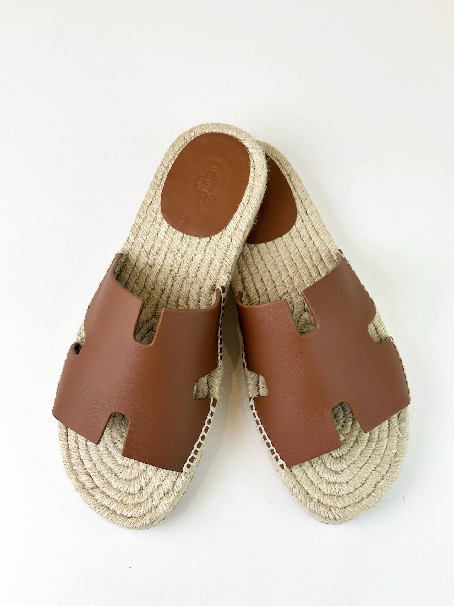 HERMES ANTIGUA ESPADRILLE BROWN SANDALS