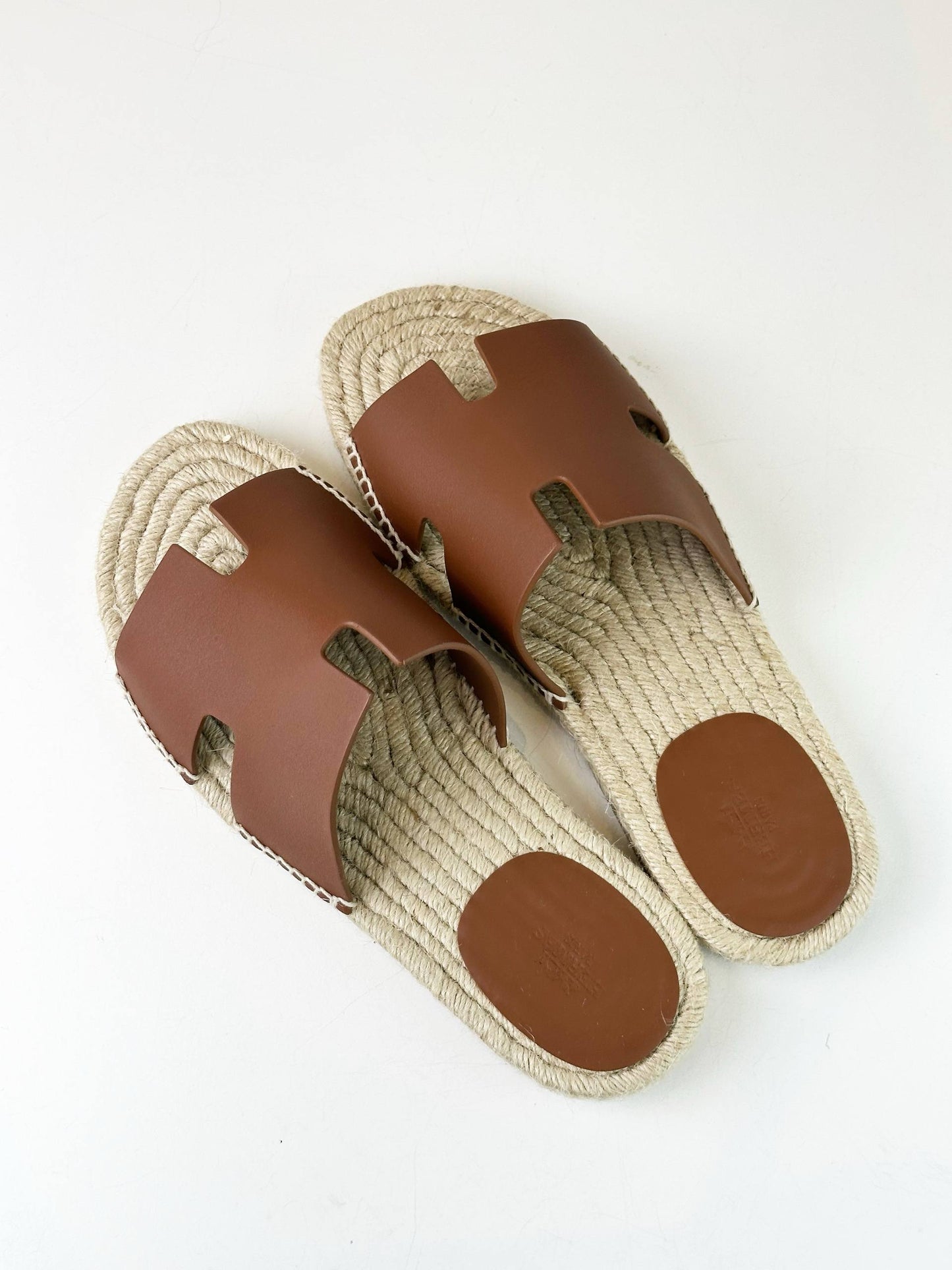 HERMES ANTIGUA ESPADRILLE BROWN SANDALS