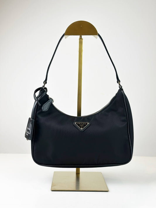 PRADA NYLON RE-EDITION 2005 BLACK HOBO SHOULDER BAG