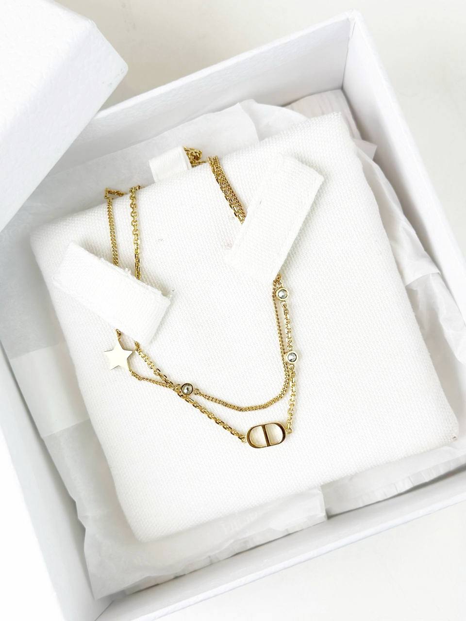 DIOR PETIT CD DOUBLE NECKLACE GHW