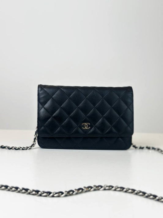 CHANEL CLASSIC BLACK WALLET ON CHAIN SHW