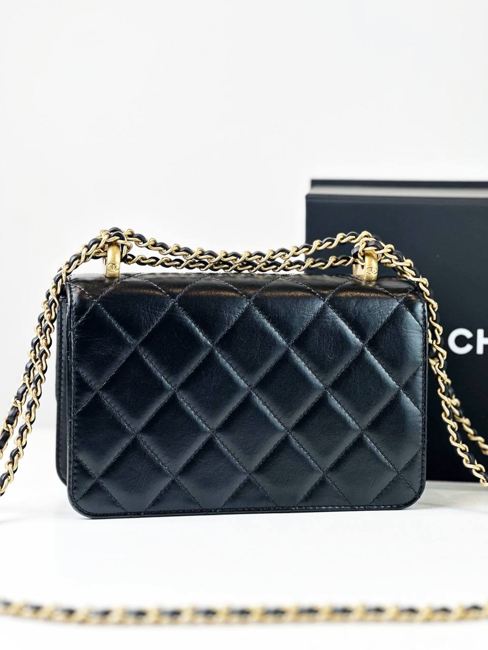 CHANEL 24C MINI FLAP BLACK CROSSBODY BAG