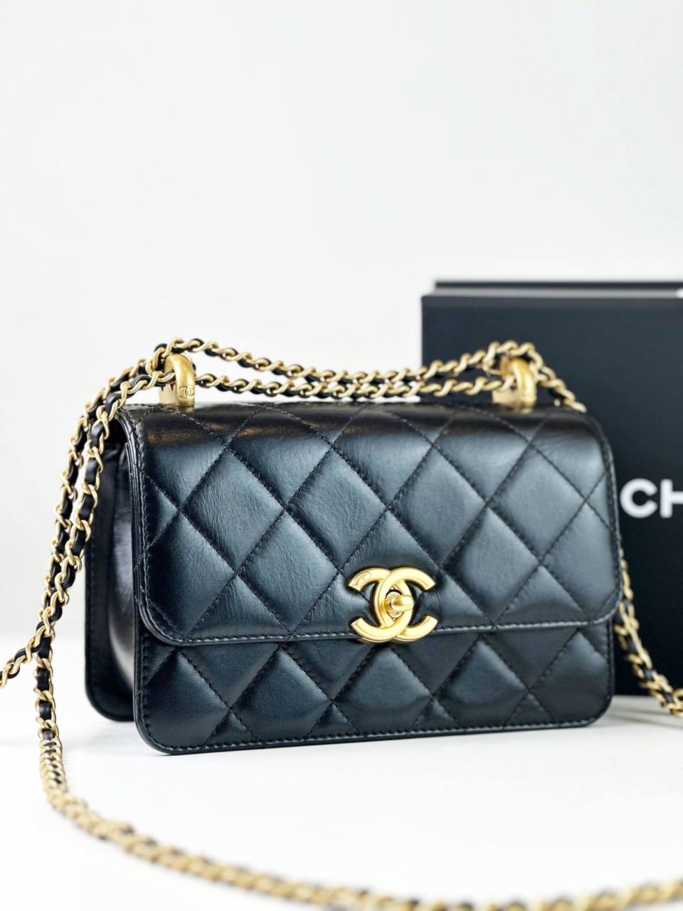 CHANEL 24C MINI FLAP BLACK CROSSBODY BAG