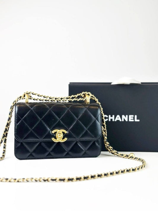 CHANEL 24C MINI FLAP BLACK CROSSBODY BAG