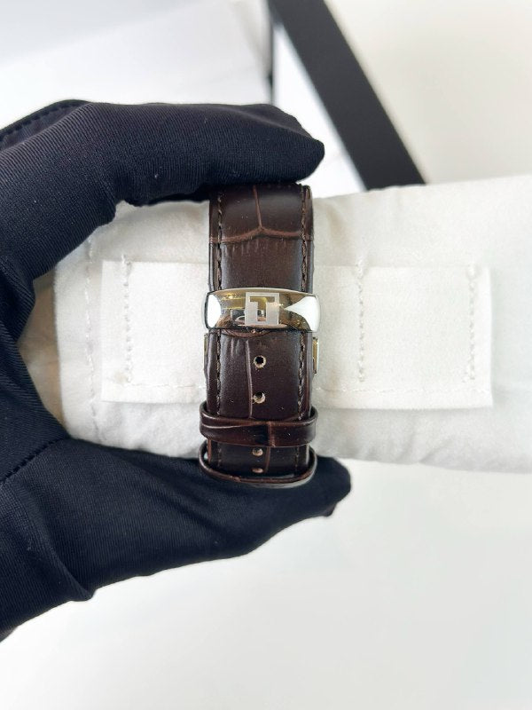 TISSOT PRC 200 WHITE DIAL LEATHER STRAP QUARTZ WATCH