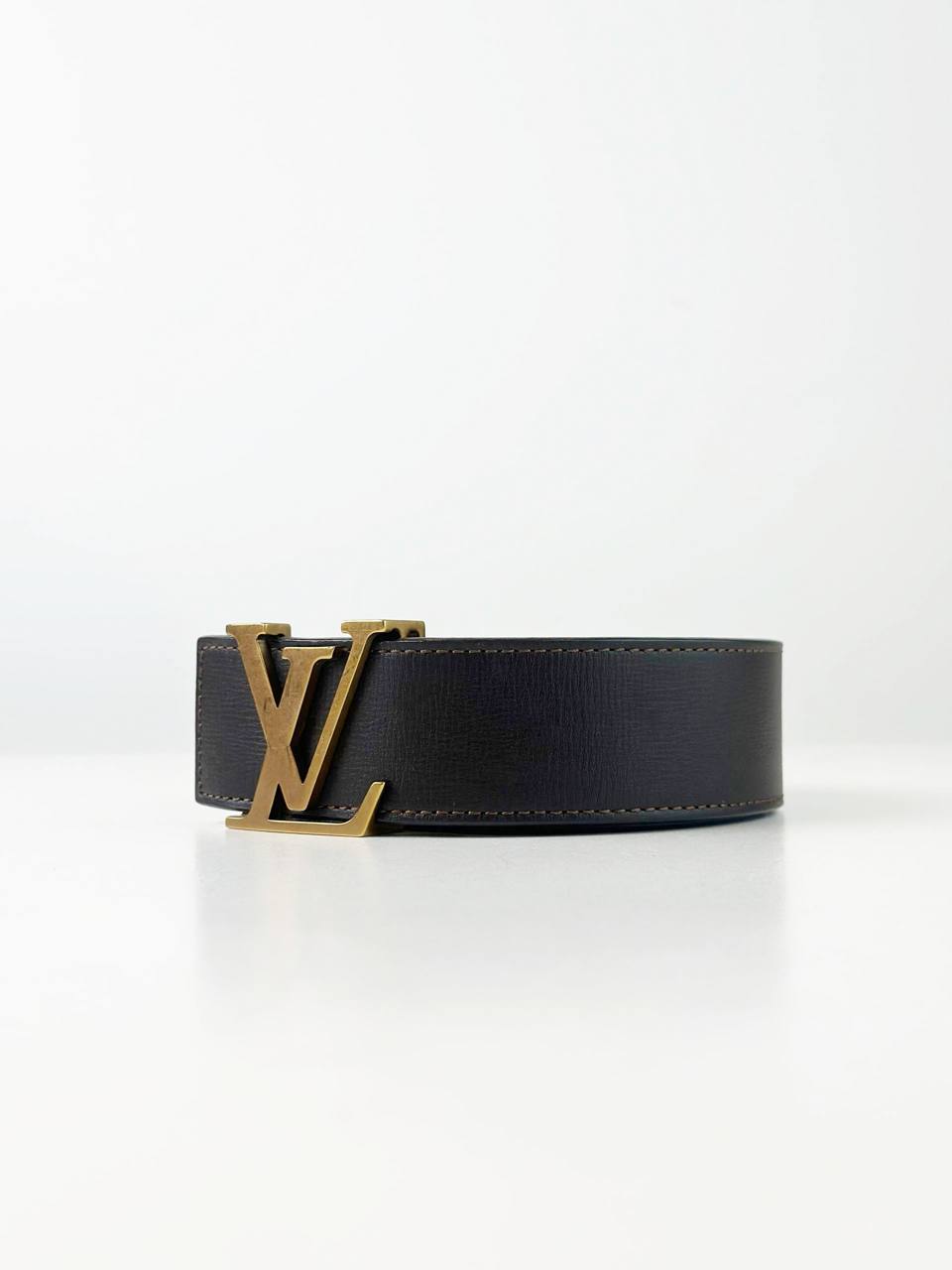 LOUIS VUITTON BROWN LEATHER BELT GOLD BUCKLE