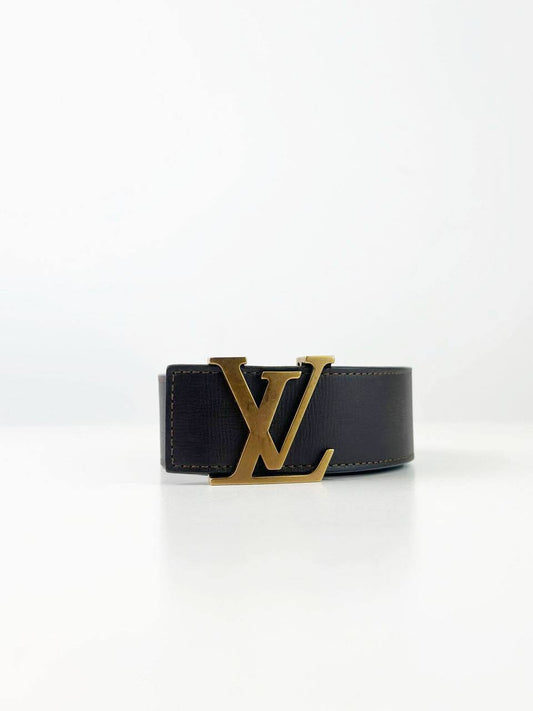 LOUIS VUITTON BROWN LEATHER BELT GOLD BUCKLE