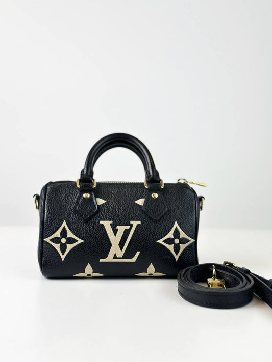 LOUIS VUITTON NANO SPEEDY BICOLOR CROSSBODY BAG