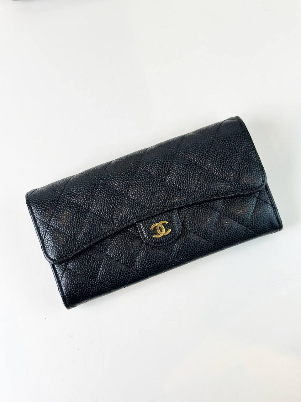 CHANEL CLASSIC FLAP BLACK CAVIAR LONG WALLET GHW