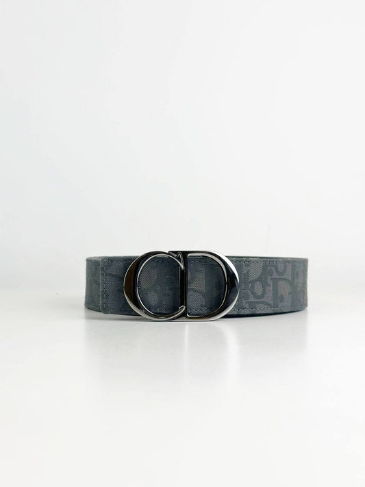 DIOR CD BUCKLE GREY OBLIQUE BELT