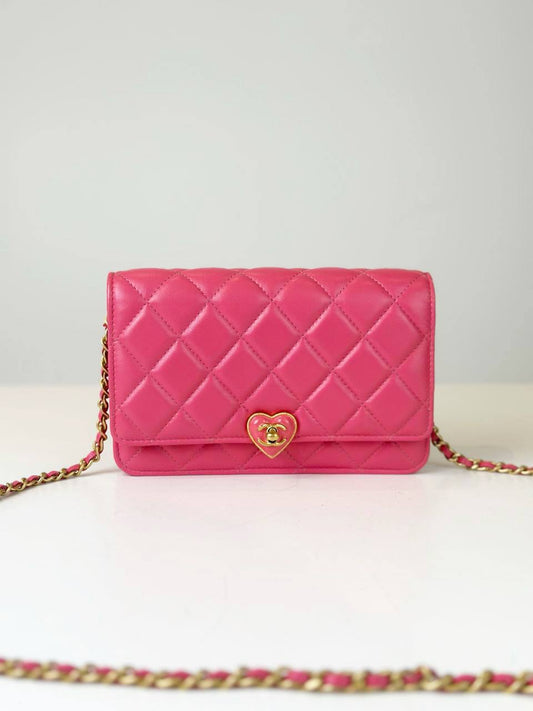 CHANEL PLEXIGLASS QUILTED COCO LOVE WALLET ON CHAIN