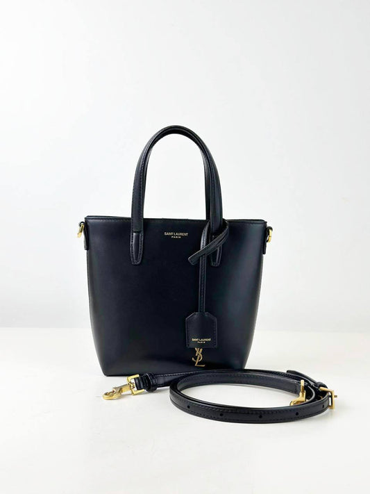 YSL BLACK SHOPPING TOY TOTE BAG WITH STRAP