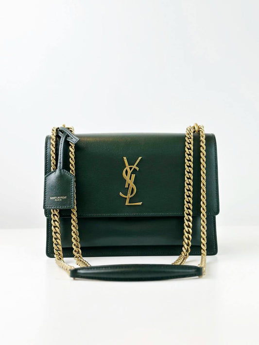 YSL SUNSET GREEN SHOULDER BAG GHW
