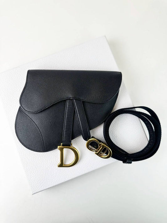DIOR BLACK SADDLE POUCH BELT BAG