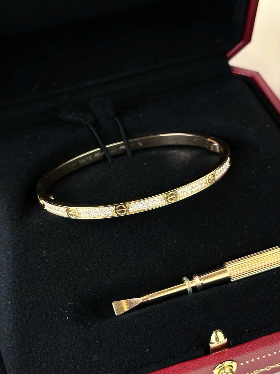 CARTIER LOVE BRACELET 18K 750 ROSE GOLD DIAMOND PAVED FULL SET