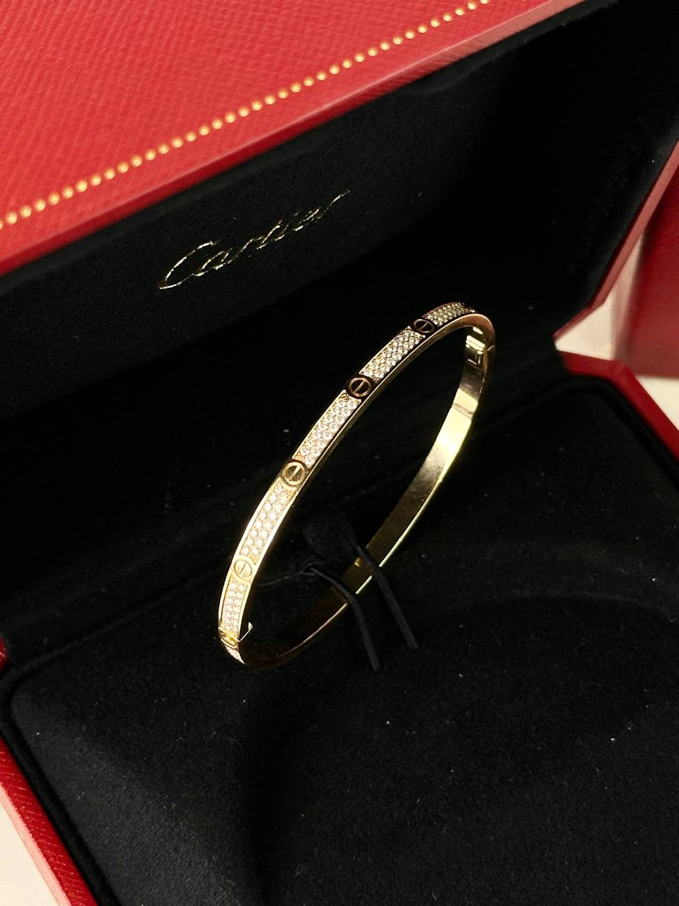 CARTIER LOVE BRACELET 18K 750 ROSE GOLD DIAMOND PAVED FULL SET