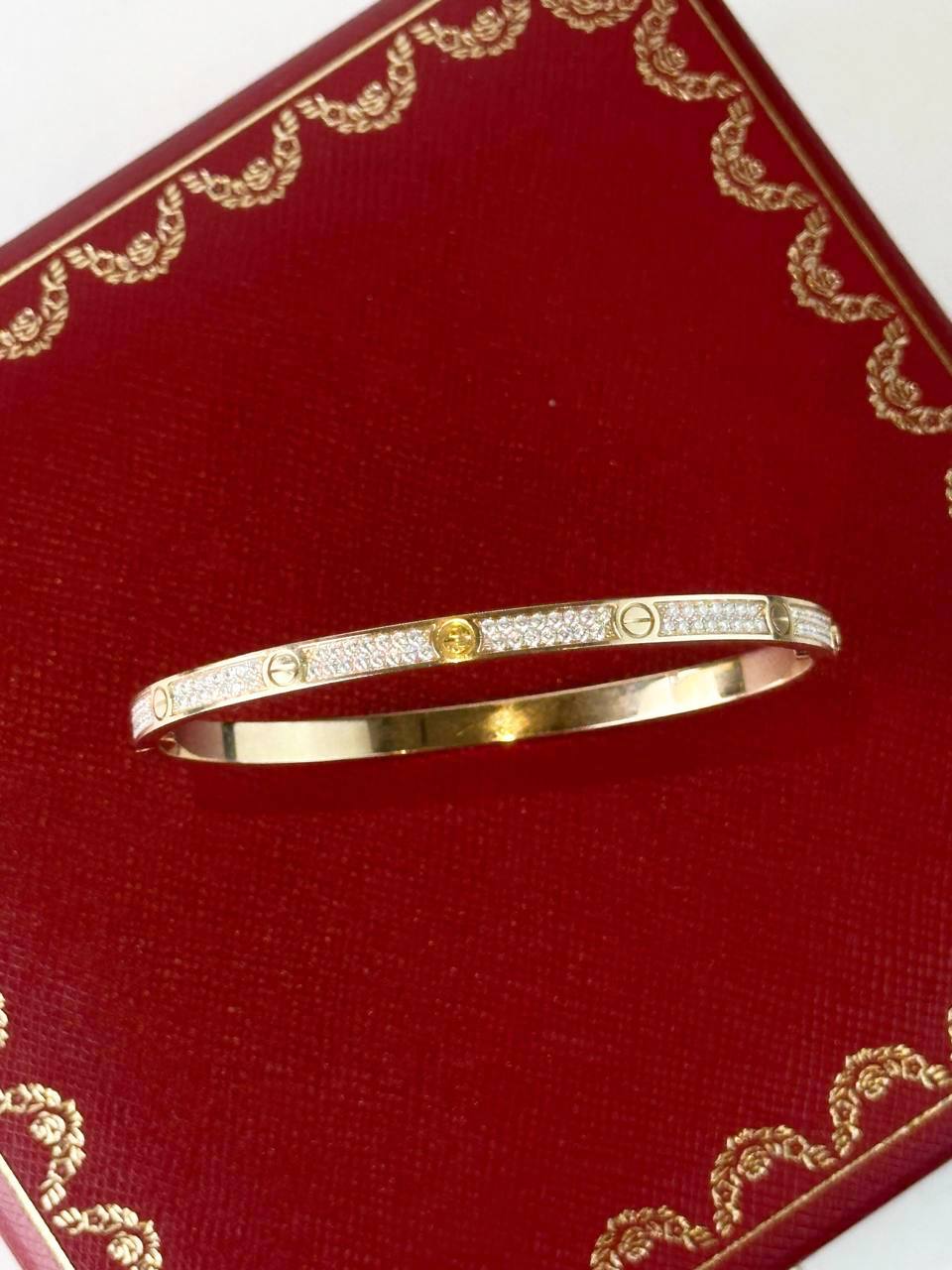 CARTIER LOVE BRACELET 18K 750 ROSE GOLD DIAMOND PAVED FULL SET